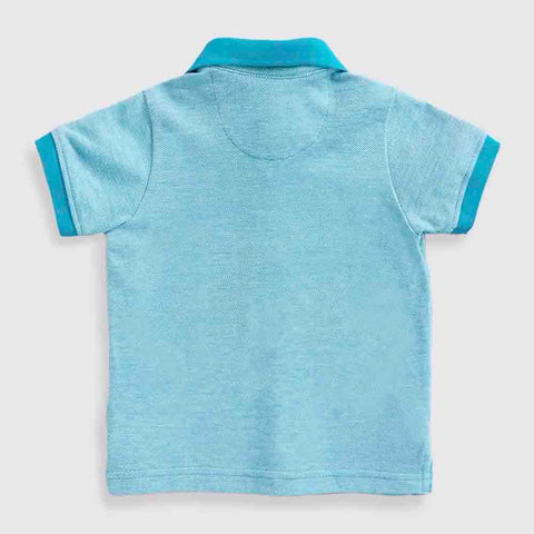 Blue Space Embroidered Half Sleeves Polo T-Shirt