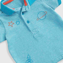 Load image into Gallery viewer, Blue Space Embroidered Half Sleeves Polo T-Shirt
