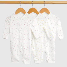 Load image into Gallery viewer, Essentials Spotted Cotton Long Sleeves Romper- Pack Of 3
