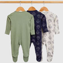 Load image into Gallery viewer, Essentials Yoga Sloth Cotton Long Sleeves Footsie - Pack Of 3
