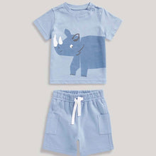 Load image into Gallery viewer, Blue Rhino Printed Half Sleeves T-Shirt With Shorts
