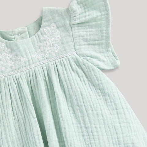 Green Embroidered Dress With Bloomers