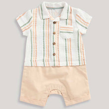 Load image into Gallery viewer, Beige Striped Half Sleeves Rompers
