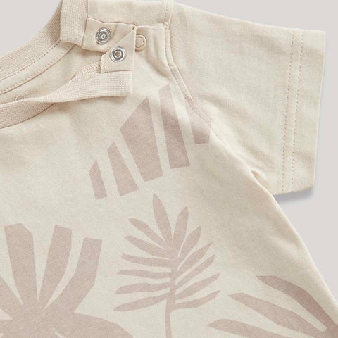 Brown Palm Printed Half Sleeves T-Shirt With Shorts