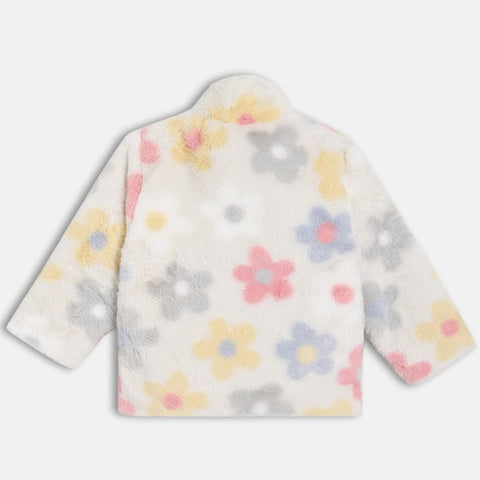 White Mock Collar Floral Jacket