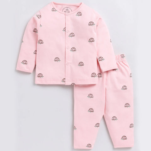 Pink Tortoise Full Sleeve Cotton Night Suit