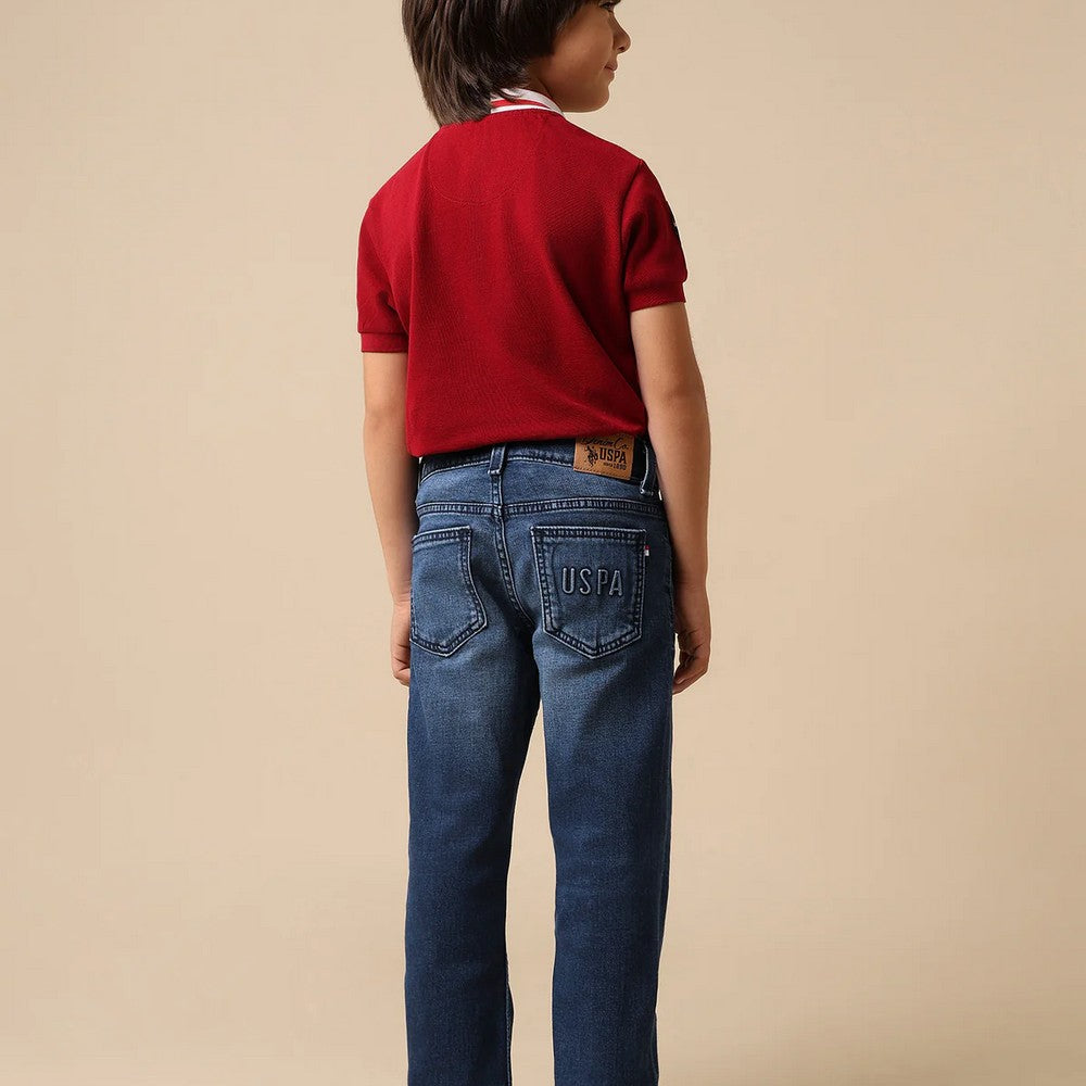 Denim Stone Washed Relaxed Fit Jeans
