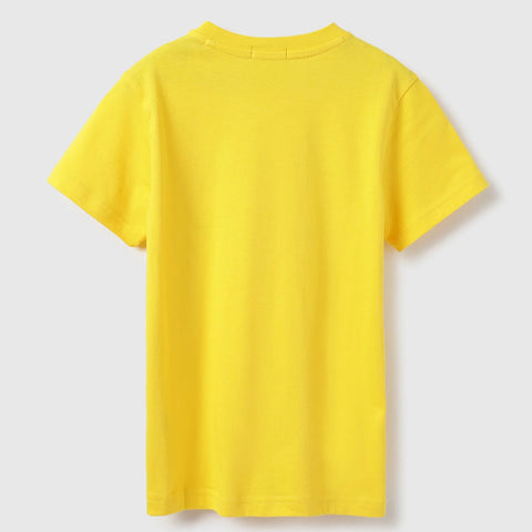 Yellow Benetton Printed Short Sleeves Cotton T-Shirt