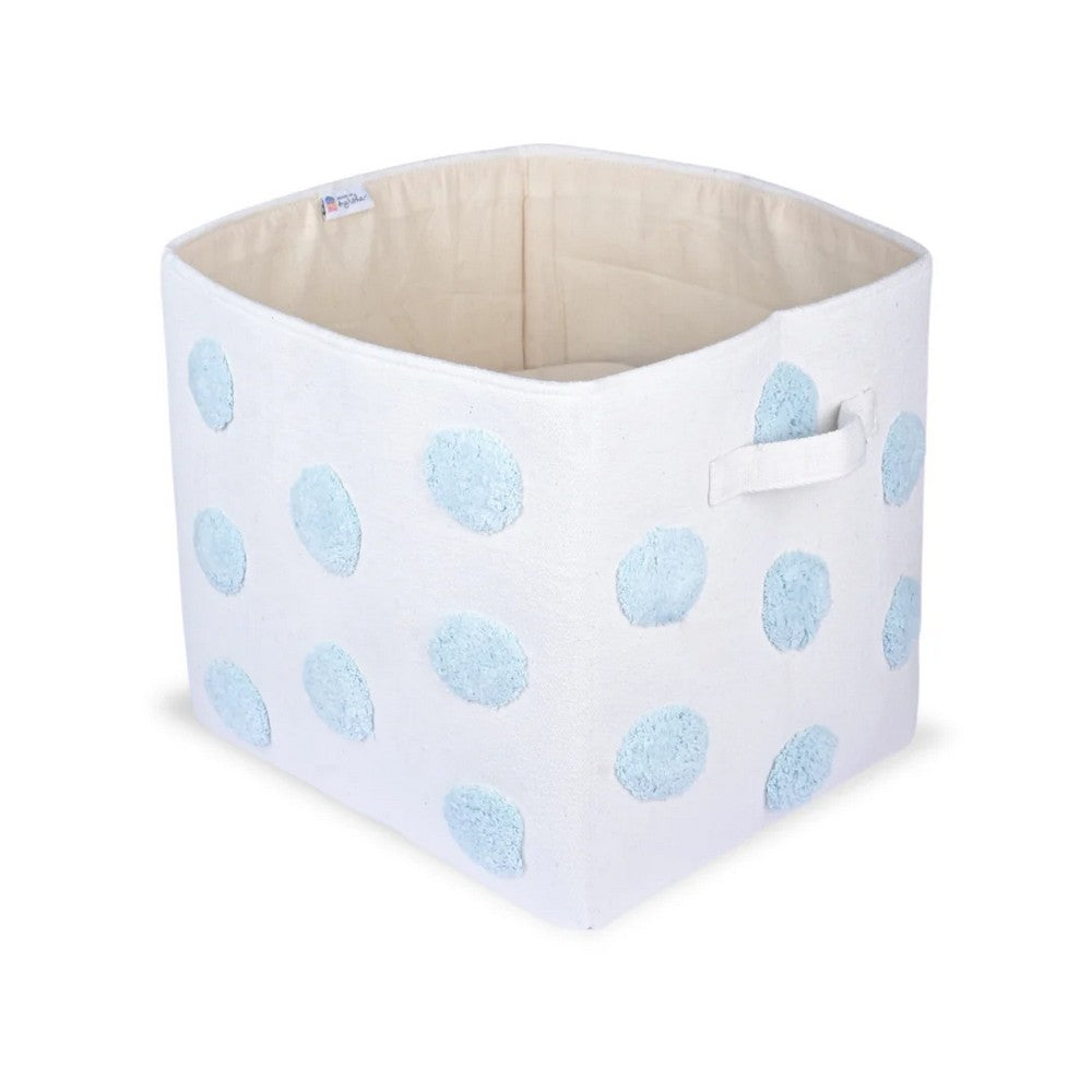 Pom Pom Rectangular Blue Toy Storage Basket