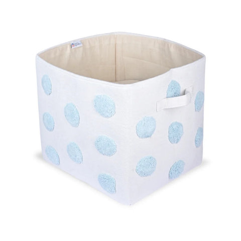 Pom Pom Rectangular Blue Toy Storage Basket