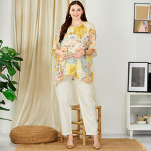 Load image into Gallery viewer, Pink &amp; Yellow Nursing Maternity Tunic With Inner And Pant Set
