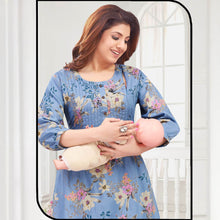 Load image into Gallery viewer, Blue Floral Printed Nursing Maternity Co-Ord Set
