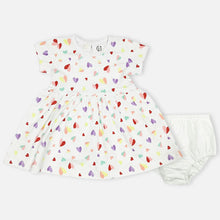 Load image into Gallery viewer, White Hearts Theme Dress With Bloomer
