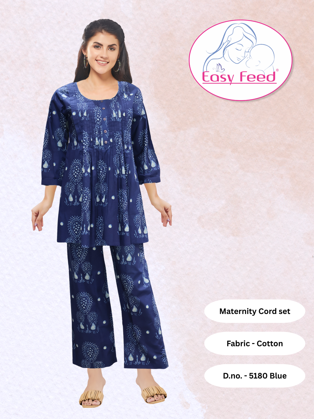 Navy Full Sleeves Maternity Co-ord Set