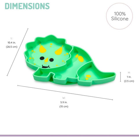 Green Dino Theme Silicone Suction Plate