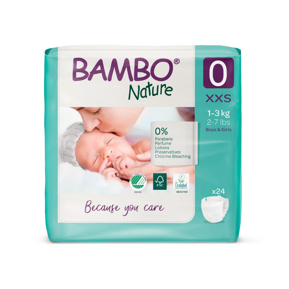 Size 0 Bambo Nature Diaper - 24 Pieces (0-3 kg)