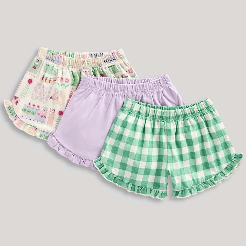 Frilled Hem Cotton Shorts - Pack Of 3