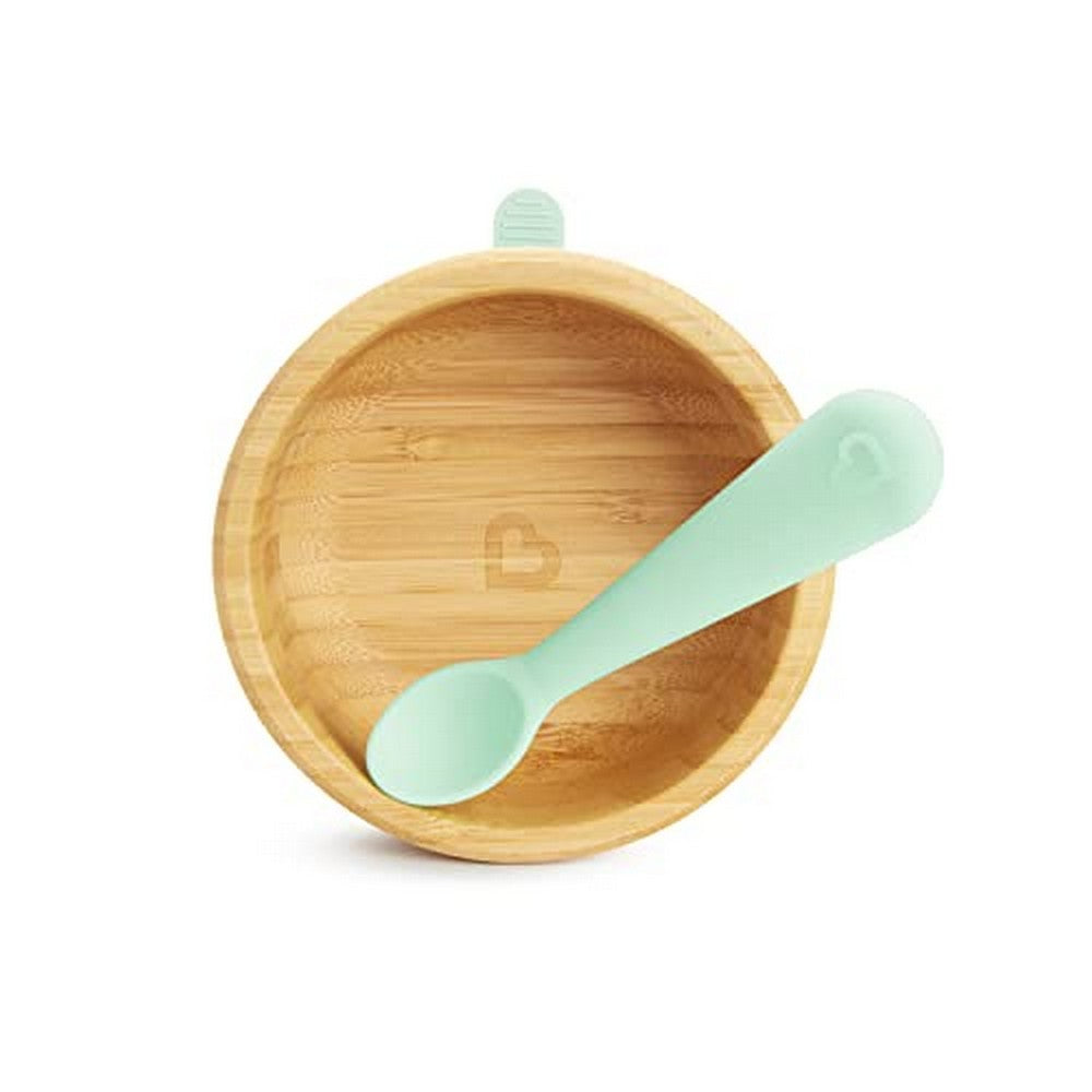 Bamboo Bowl & Silicone Spoon Set