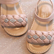 Load image into Gallery viewer, Pink &amp; Ivory Embellishment Velcro Closure Sandals
