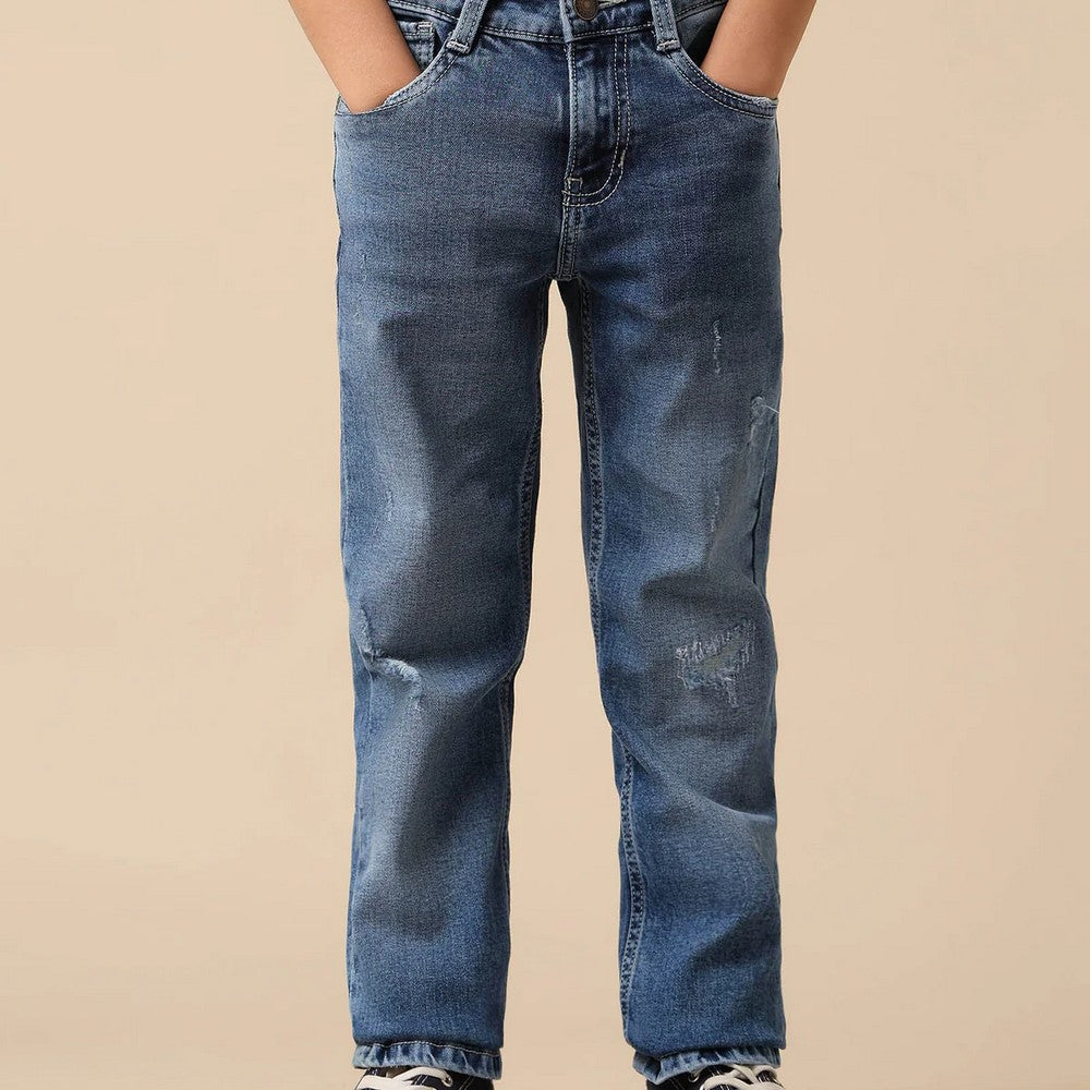 Denim Whiskered Relaxed Fit Jeans
