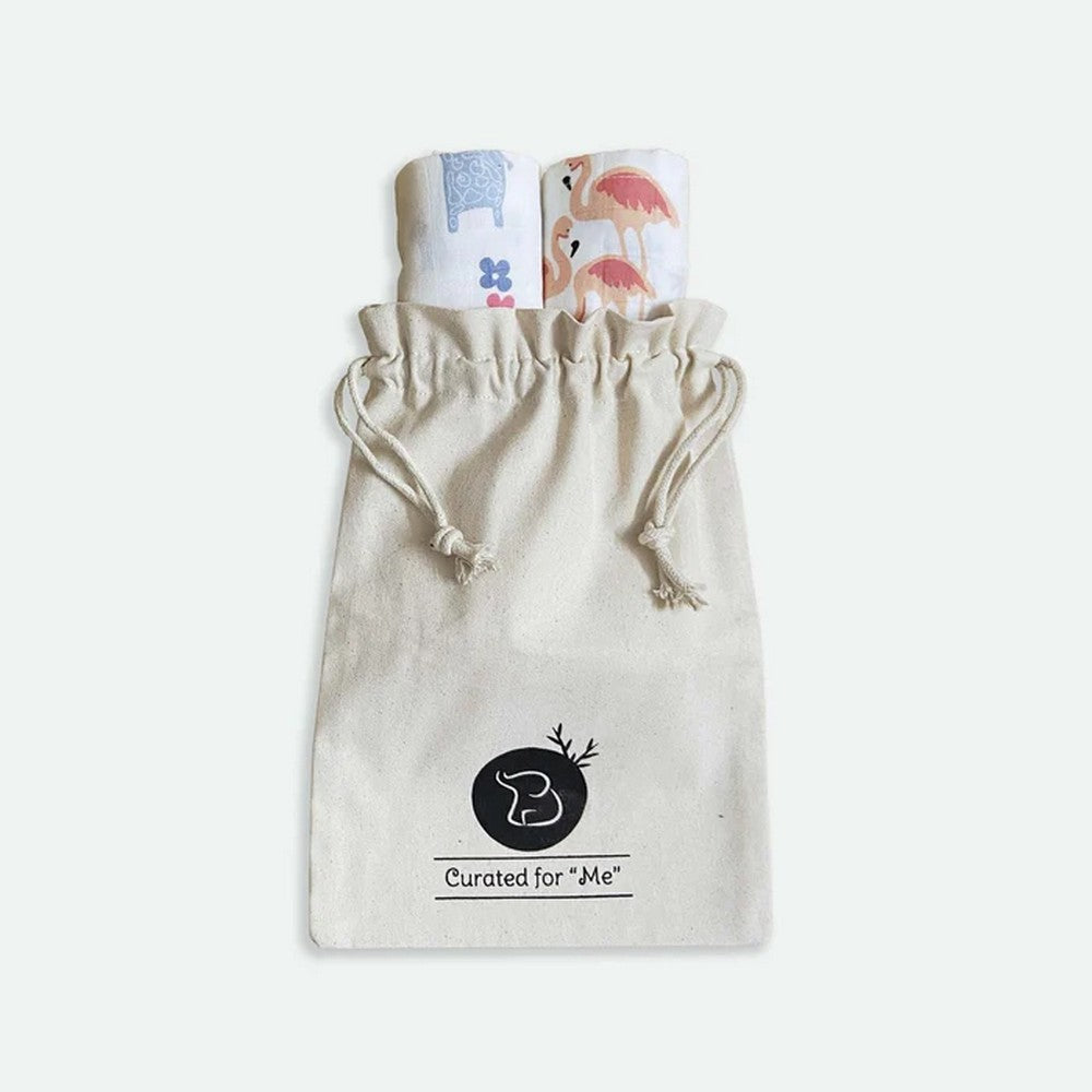 Fab Flamingo & Lanky Giraffe Baby Swaddle Set- Pack Of 2