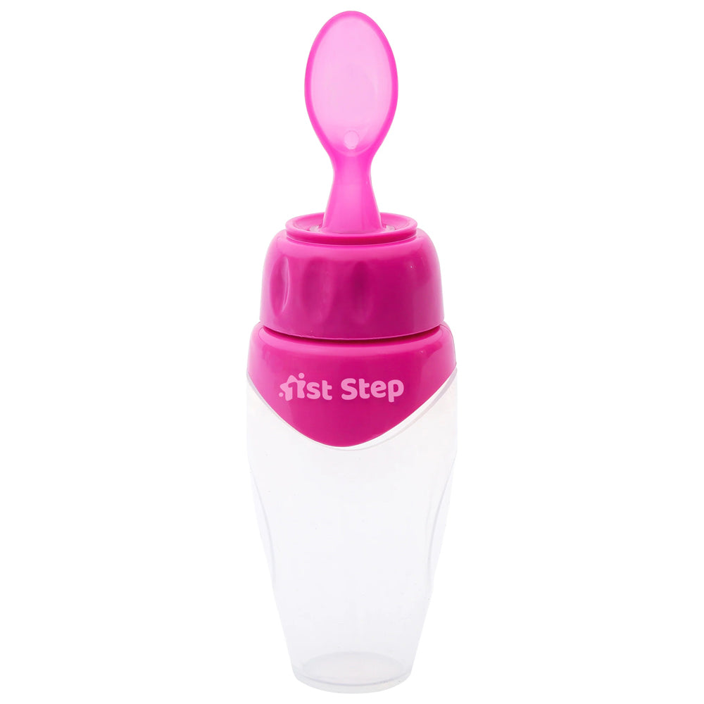 Pink Non Spill Silicone Soft Squeeze Food Feeder