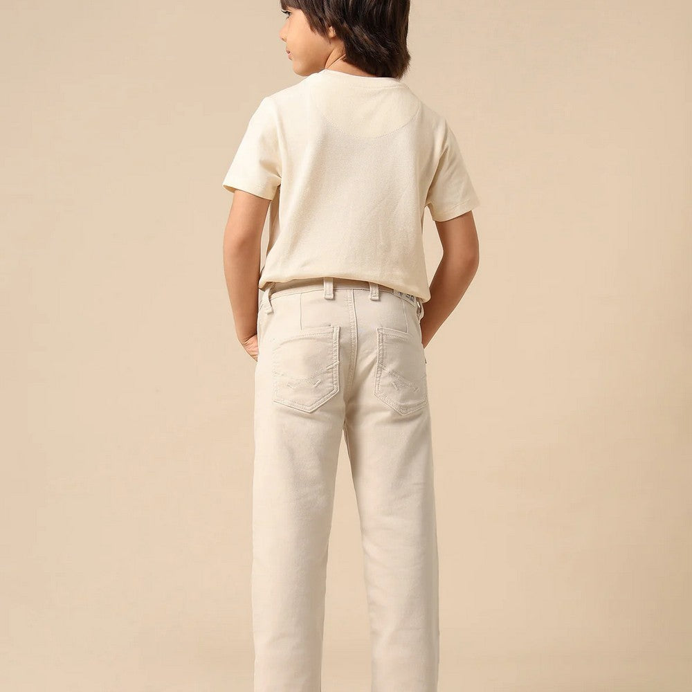 Beige Mid Rise Relaxed Fit Jeans