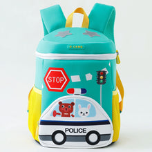 Load image into Gallery viewer, Green Traffic &amp; Police Car Theme Backpack
