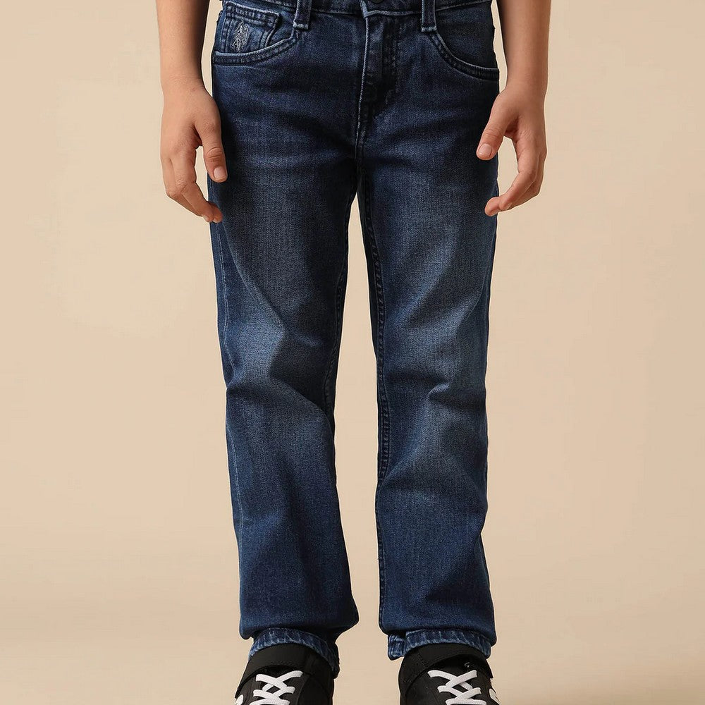 Denim Stone Washed Relaxed Fit Jeans