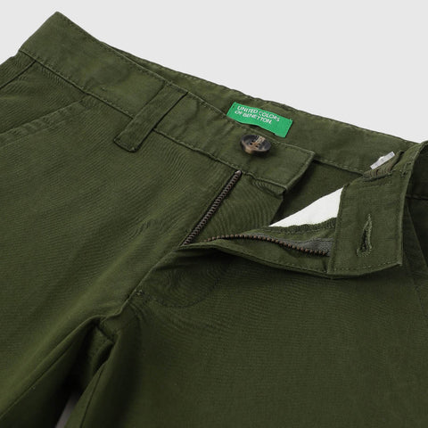 Green Solid Regular Fit Trousers