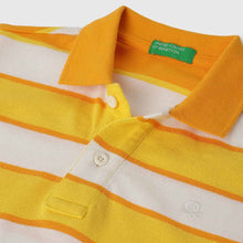 Load image into Gallery viewer, Yellow Regular Fit Striped Polo T-Shirt
