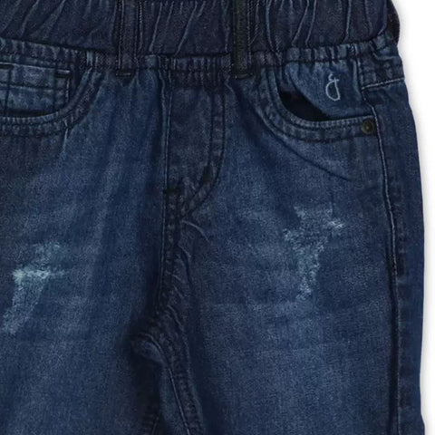 Blue Washed Elasticated Waist Denim Jeans