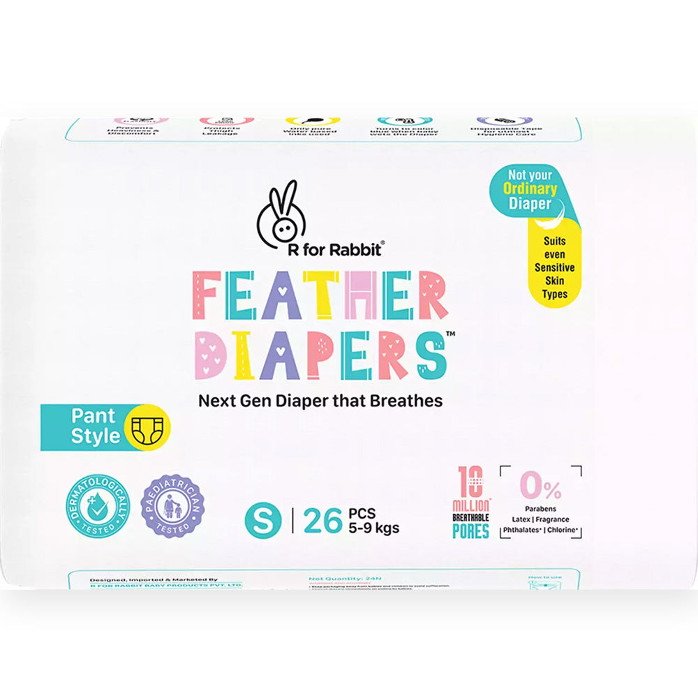 S Size Feather Baby Diaper Pant - 26 Pieces (5-9kg)