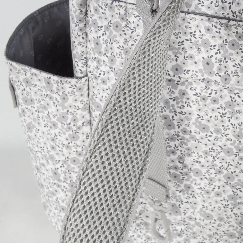 Grey Flower Mellow Backpack Diaper Changing Bag