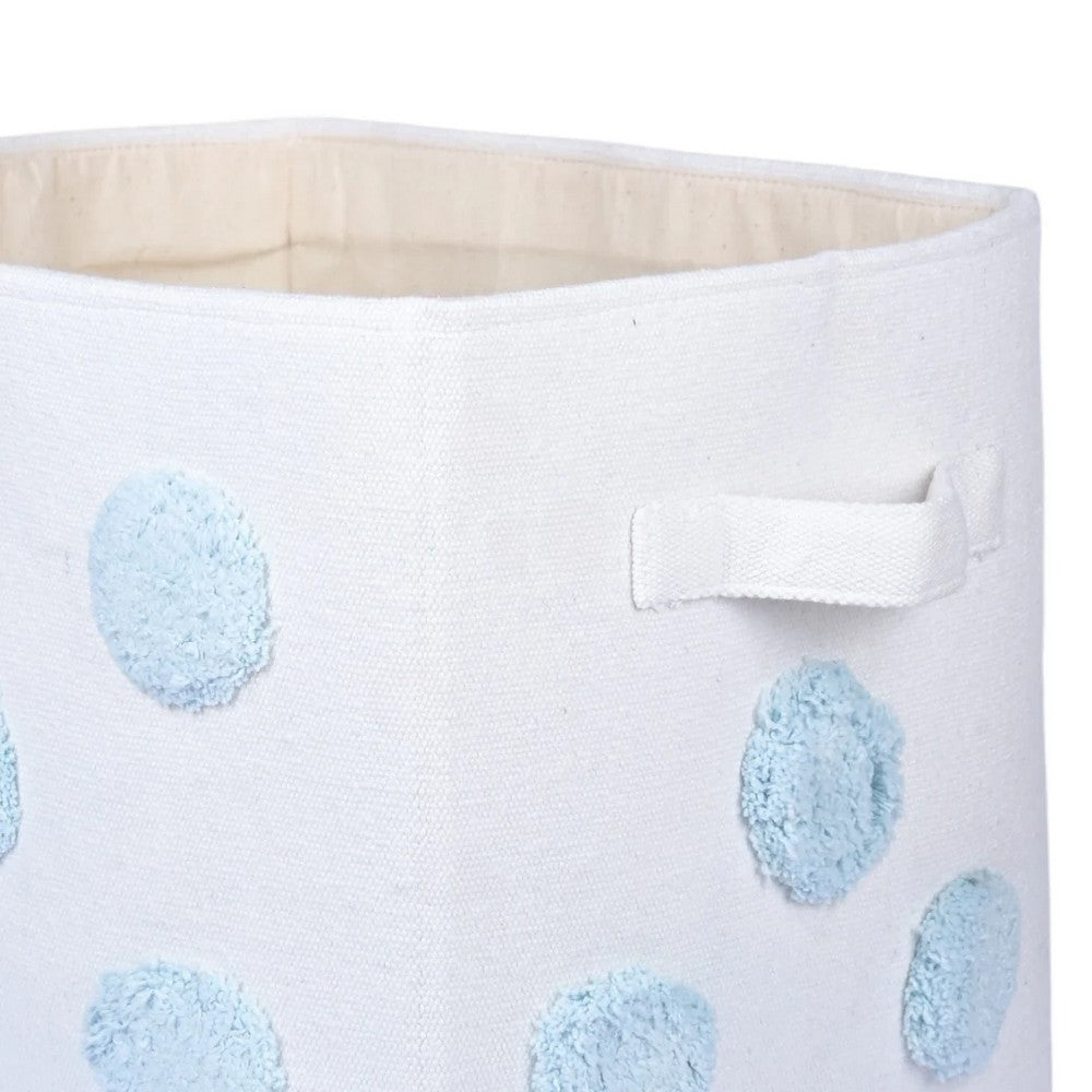Pom Pom Rectangular Blue Toy Storage Basket
