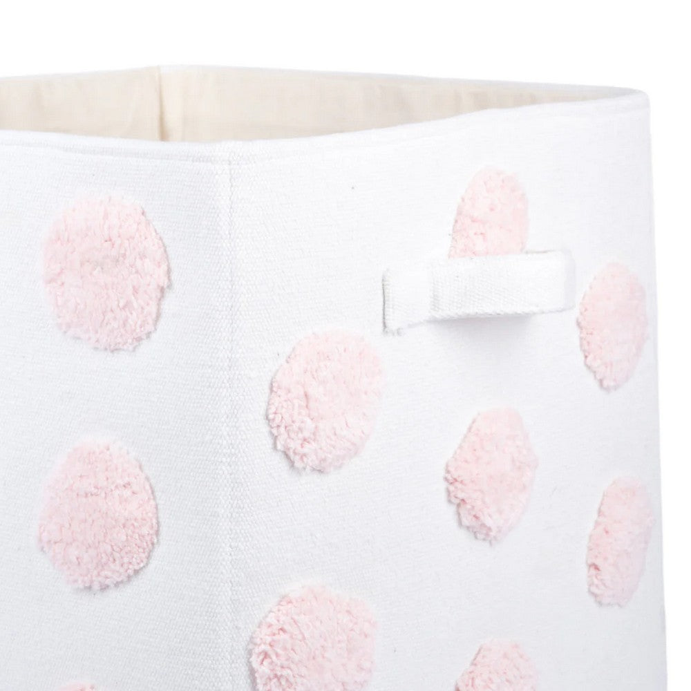 Pom Pom Rectangular Pink Toy Storage Basket
