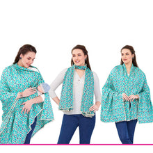 Load image into Gallery viewer, Blue Printed Cotton Nursing Cover Poncho
