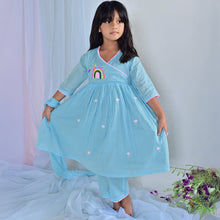 Load image into Gallery viewer, Rainbow Embroidered Full Sleeves Top With Pant &amp; Dupatta
