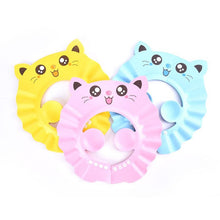 Load image into Gallery viewer, Kitten Baby Shower Cap- Yellow, Blue &amp; Pink
