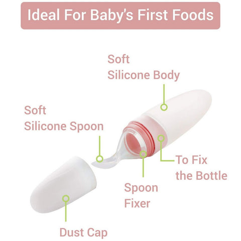 Pink Silicone Feeding Bottle Spoon