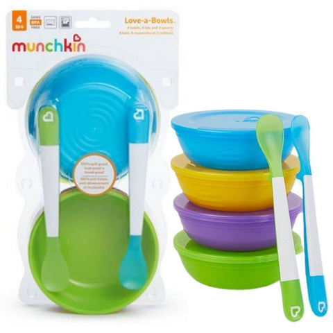 Munchkin 4 Bowls 4 Lids & 2 Spoons Set