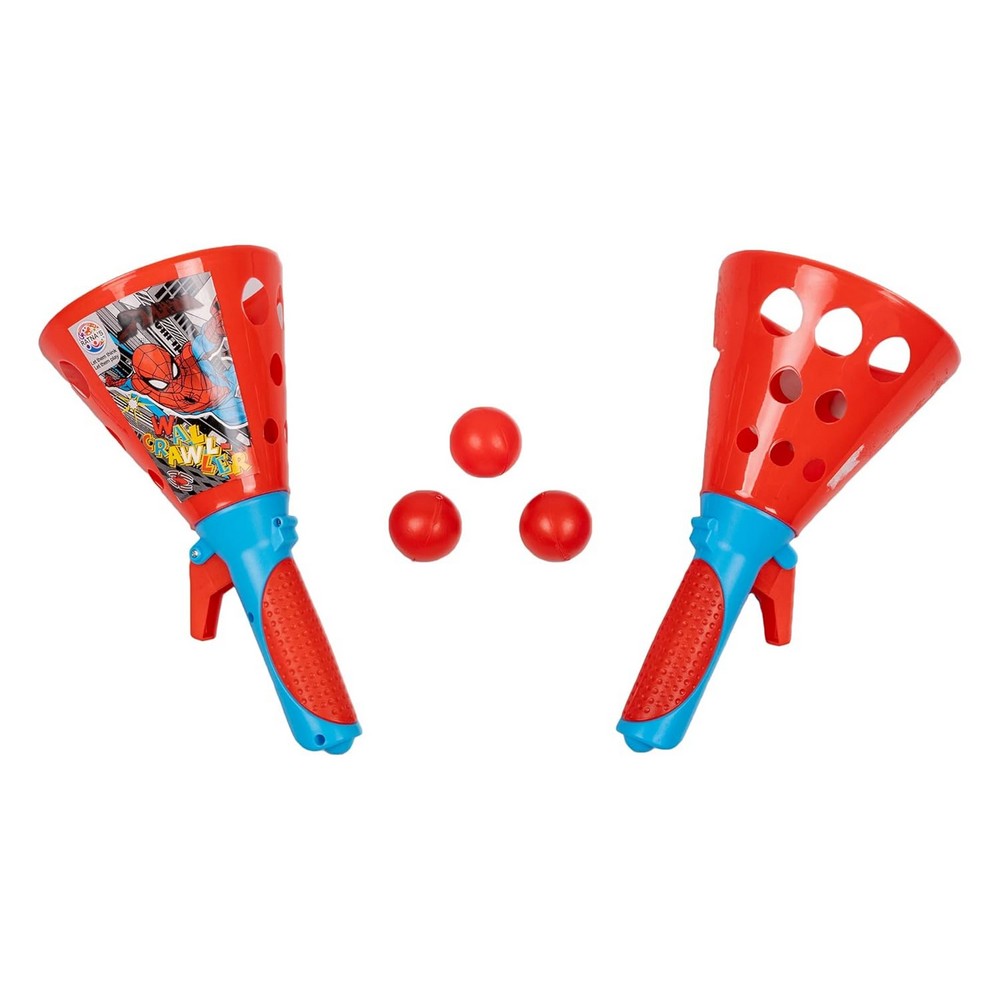 Red Spider Man Printed Click & Catch Twin Ball Game