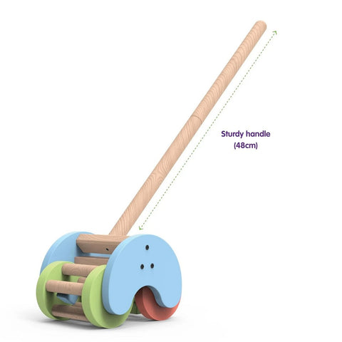 Wooden Rattle Strider Push Along Toy With Detachable Handle