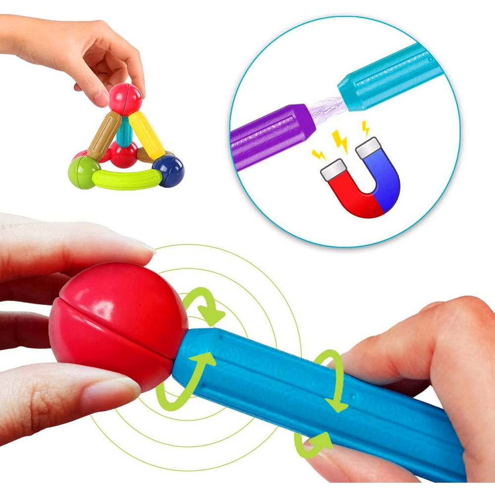 Mutlicolor Roundels Magnetic Balls And Stick Set - 32Pcs