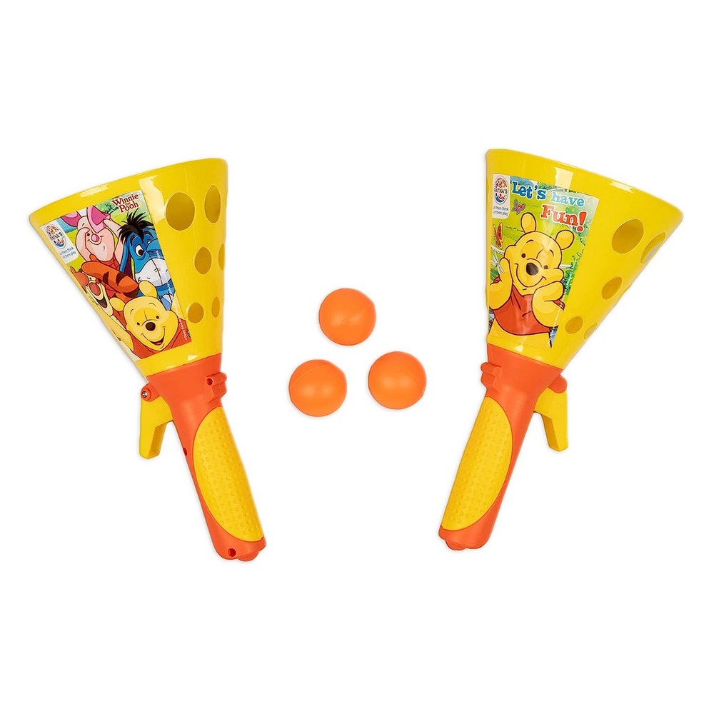 Yellow Pooh Printed Click & Catch Twin Ball Game
