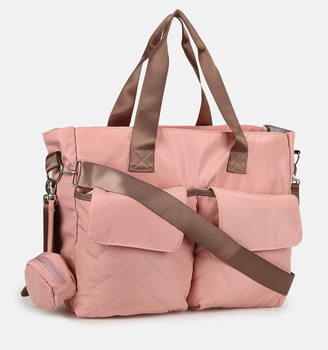 Peach Quilted Diaper Bag