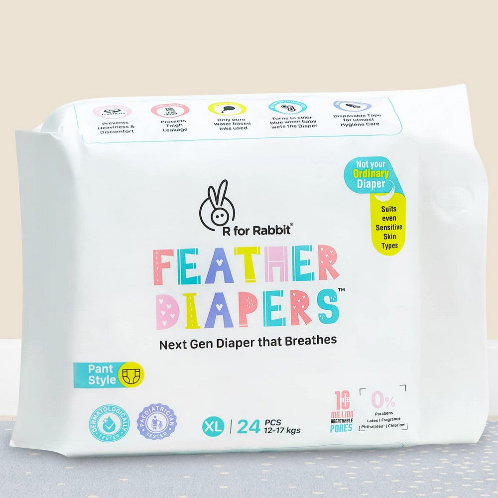 XL Size Feather Baby Diaper Pant - 24 Pieces (12-17kg)