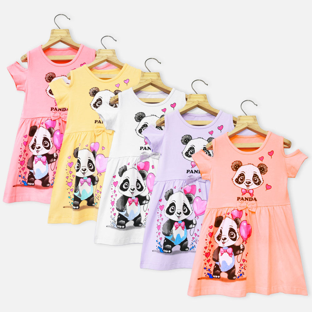 Panda Theme Cold Shoulder Dress