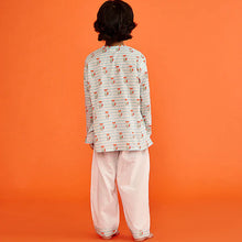 Load image into Gallery viewer, Blue Striped Printed Full Sleeves Pyjama Set

