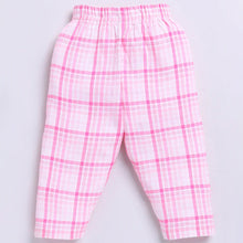 Load image into Gallery viewer, Pink Checked Full Sleeve Night Suit
